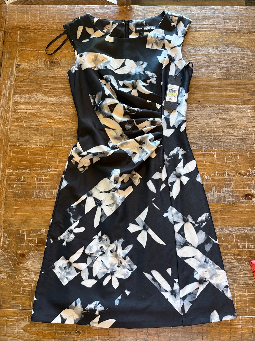 NWT Karl Lagerfeld Black and White Floral Midi Dress